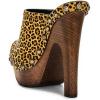 imageFSJ Women Closed Round Toe Mules Wooden Block High Heel Clogs Slip On Studded Platform Sandals Vintage Casual Dress Slide Shoes Size 416 USLeopard