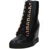 imageFSJ Women Wedge Heel Platform Ankle Boots Chain Laceup Chunky Combat Booties Round Toe Pumps Zipper Fashion Sneakers Size 416 USBlack