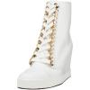 imageFSJ Women Wedge Heel Platform Ankle Boots Chain Laceup Chunky Combat Booties Round Toe Pumps Zipper Fashion Sneakers Size 416 USWhite