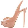 imageFSJ Women Awesome Platform Peep Toe Pumps Slingback High Heel Stilettos Prom Shoes Size 415 M USNude