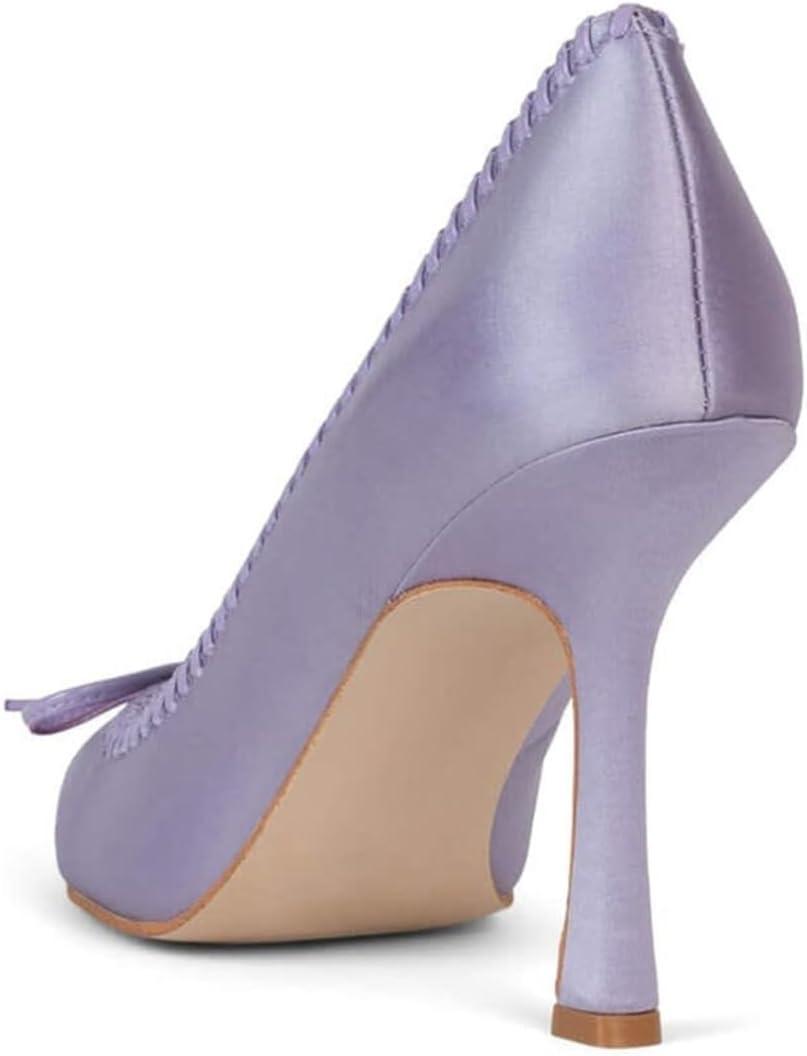 imageFSJ Women Chic Bow Pumps Cap Toe Stiletto Slip On Sexy Color Matching Pointed Toe High Heels Fashion Dress Shoes Size 416 USPurple