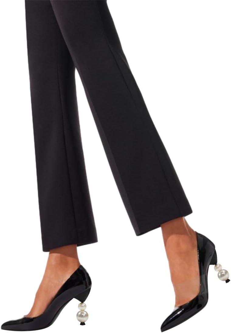 imageFSJ Women Classic Pearls Heel Pumps Pointed Toe Slip On High Heel 9cm Glossy Leather Ladies Office Party Pump Shoes Size 416 USBlack