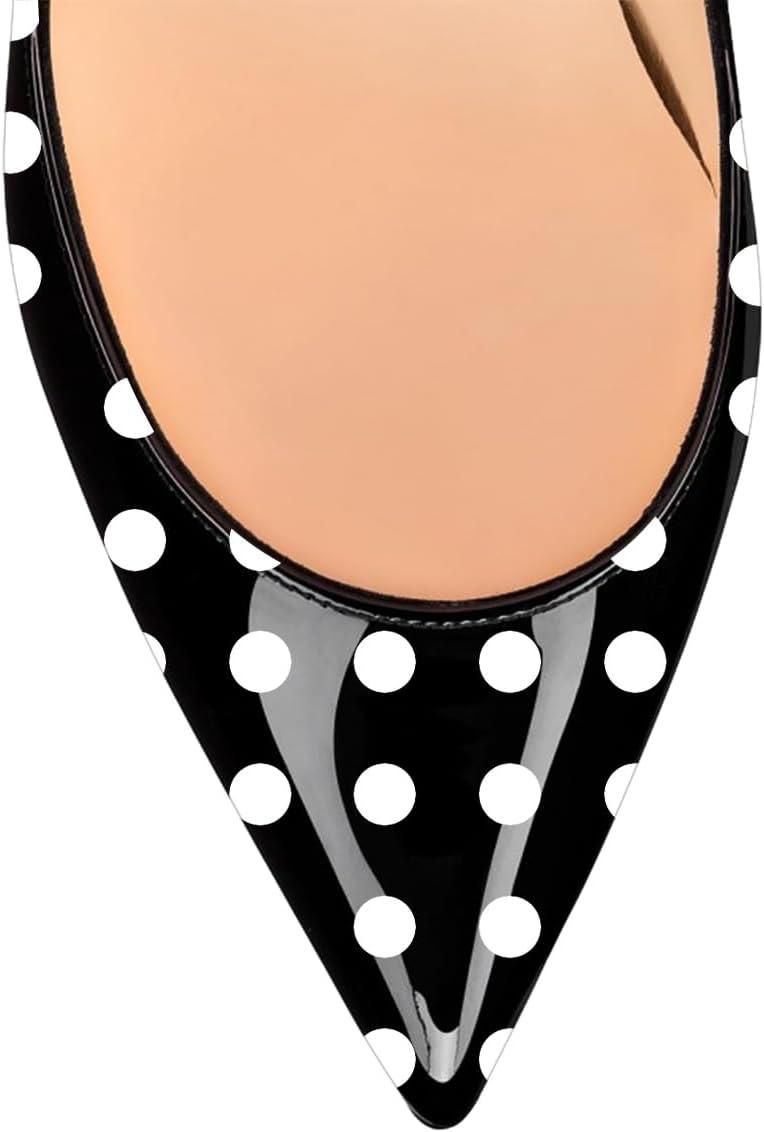 imageFSJ Women Classic Pearls Heel Pumps Pointed Toe Slip On High Heel 9cm Glossy Leather Ladies Office Party Pump Shoes Size 416 USBlack and White Dots