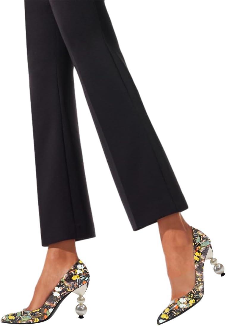 imageFSJ Women Classic Pearls Heel Pumps Pointed Toe Slip On High Heel 9cm Glossy Leather Ladies Office Party Pump Shoes Size 416 USButterfly