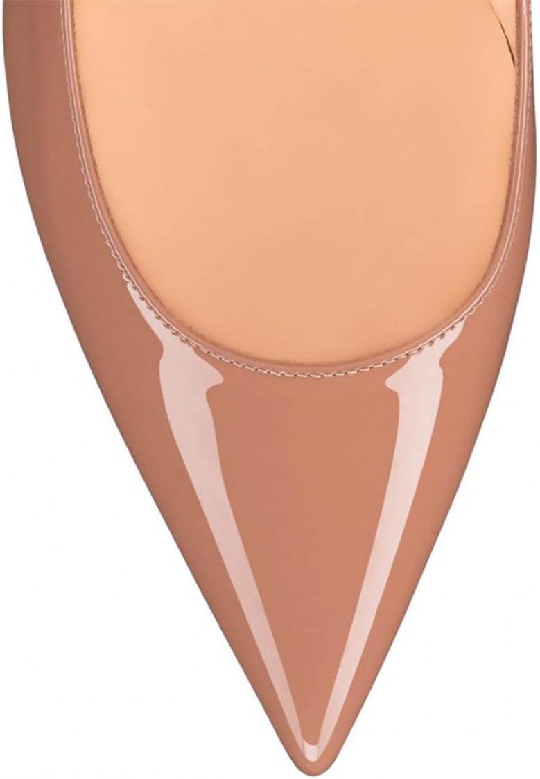 imageFSJ Women Classic Pearls Heel Pumps Pointed Toe Slip On High Heel 9cm Glossy Leather Ladies Office Party Pump Shoes Size 416 USNude