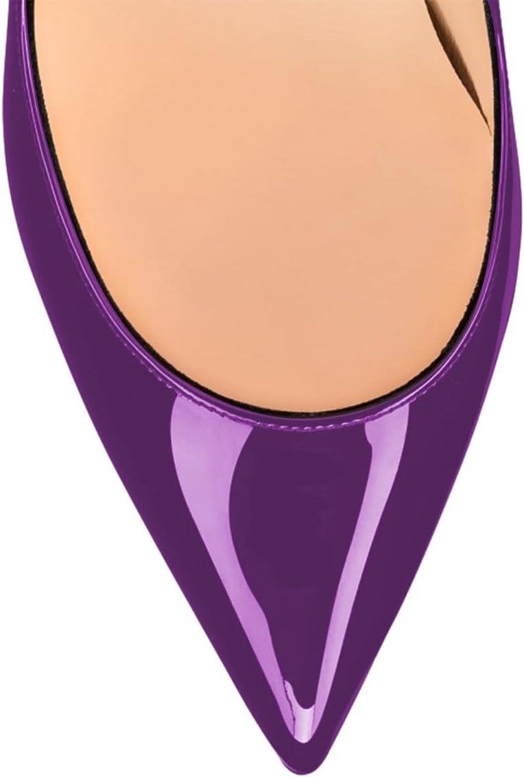 imageFSJ Women Classic Pearls Heel Pumps Pointed Toe Slip On High Heel 9cm Glossy Leather Ladies Office Party Pump Shoes Size 416 USPurple