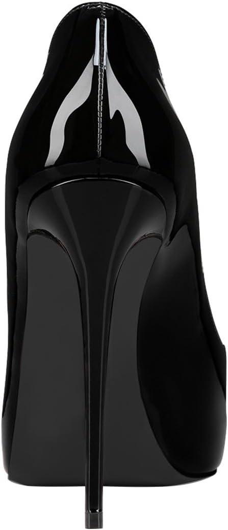 imageFSJ Women Classic Peep Toe Platform Pumps Sexy Stiletto High Heels Slip On Patent Leather Basic Pumps Wedding Party Dress Shoes Size 416 USBlack