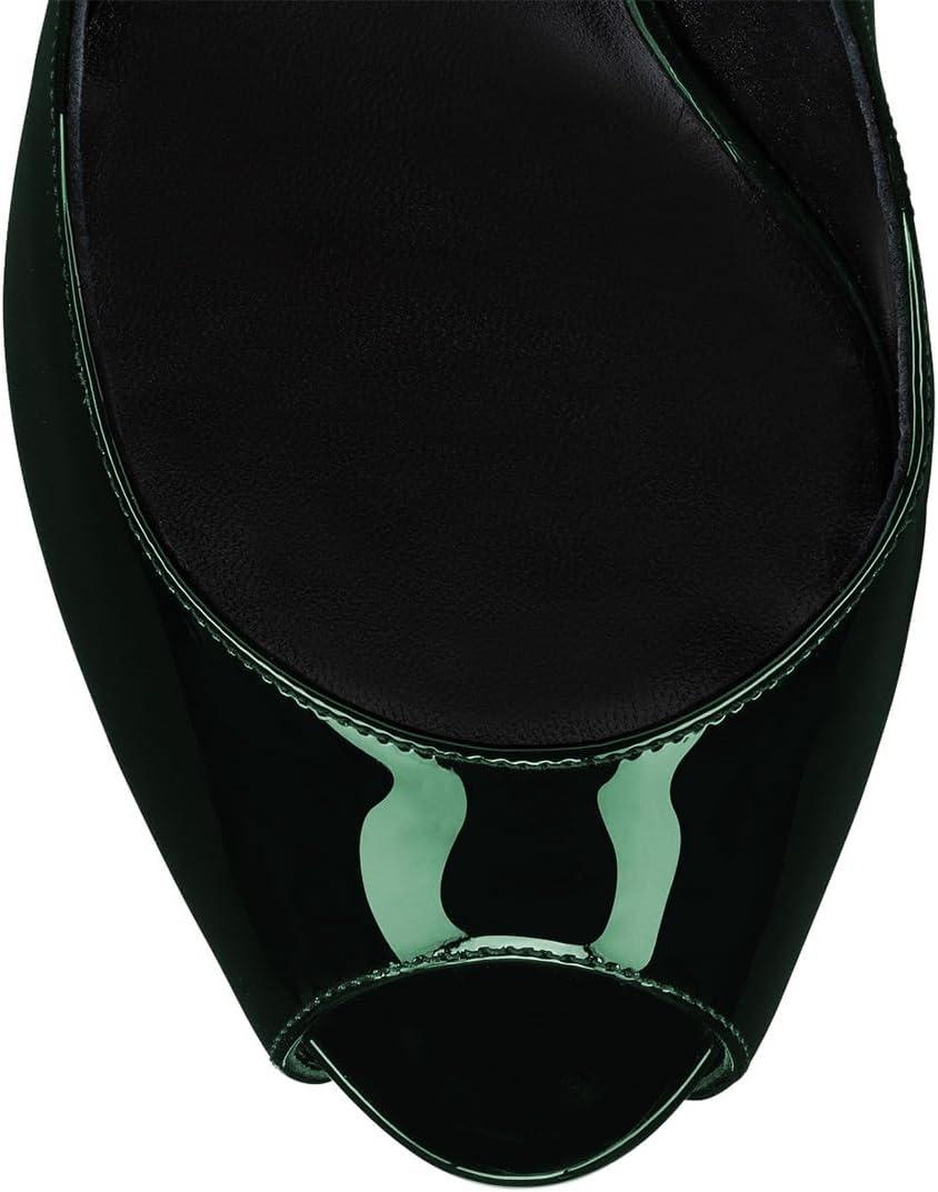 imageFSJ Women Classic Peep Toe Platform Pumps Sexy Stiletto High Heels Slip On Patent Leather Basic Pumps Wedding Party Dress Shoes Size 416 USGreen