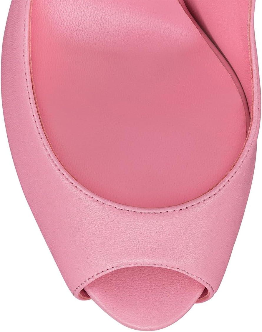 imageFSJ Women Classic Peep Toe Platform Pumps Sexy Stiletto High Heels Slip On Patent Leather Basic Pumps Wedding Party Dress Shoes Size 416 USPink