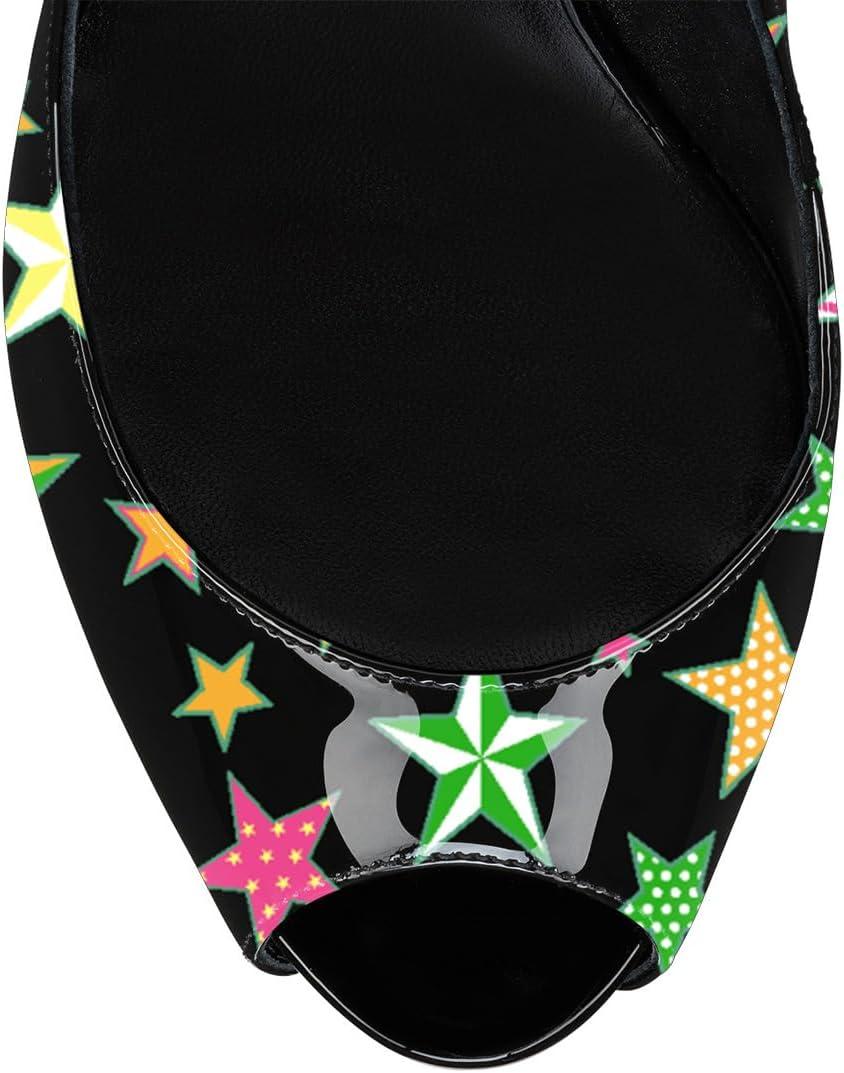 imageFSJ Women Classic Peep Toe Platform Pumps Sexy Stiletto High Heels Slip On Patent Leather Basic Pumps Wedding Party Dress Shoes Size 416 USStars