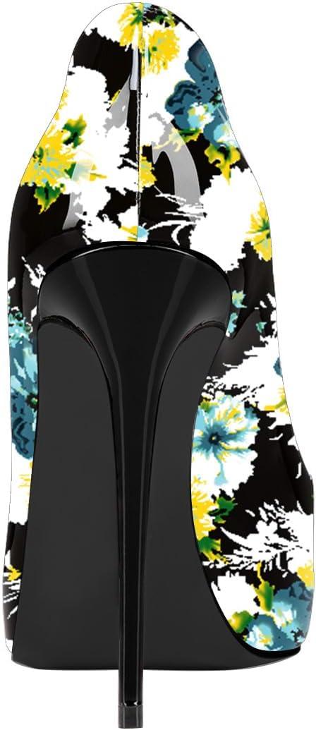 imageFSJ Women Classic Peep Toe Platform Pumps Sexy Stiletto High Heels Slip On Patent Leather Basic Pumps Wedding Party Dress Shoes Size 416 USWildflower