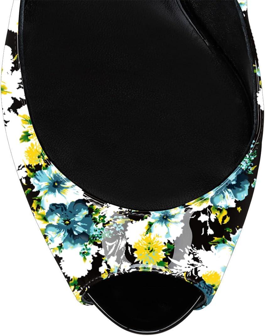 imageFSJ Women Classic Peep Toe Platform Pumps Sexy Stiletto High Heels Slip On Patent Leather Basic Pumps Wedding Party Dress Shoes Size 416 USWildflower