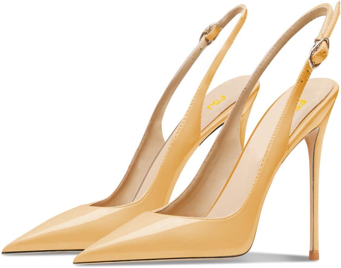 imageFSJ Women Closed Toe Pointy High Heel Pumps Sexy Slingback Heeled Sandals with Buckle Banquet Formal Event Dress Shoes Sizes 416 USMoccasin