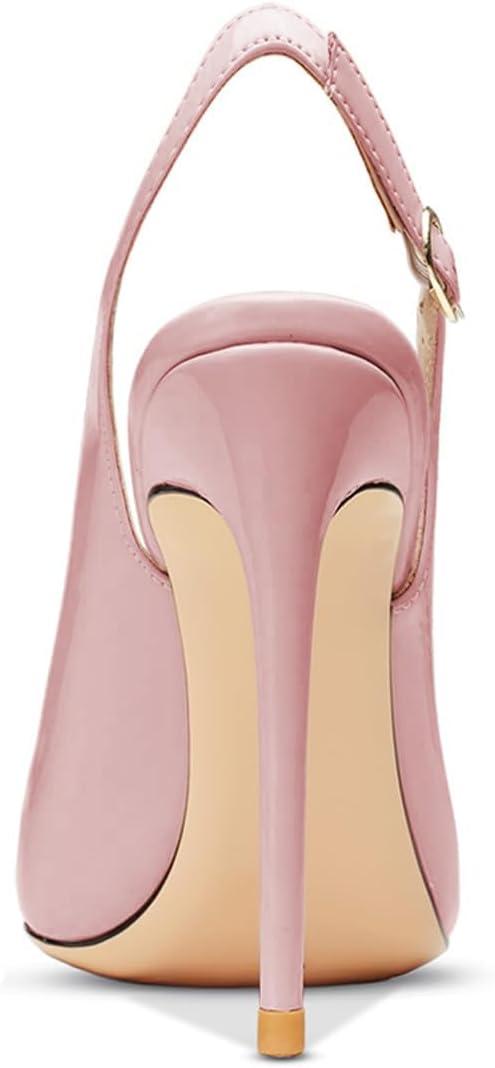 imageFSJ Women Closed Toe Pointy High Heel Pumps Sexy Slingback Heeled Sandals with Buckle Banquet Formal Event Dress Shoes Sizes 416 USPink