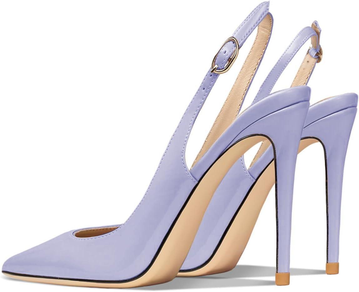 imageFSJ Women Closed Toe Pointy High Heel Pumps Sexy Slingback Heeled Sandals with Buckle Banquet Formal Event Dress Shoes Sizes 416 USPurple