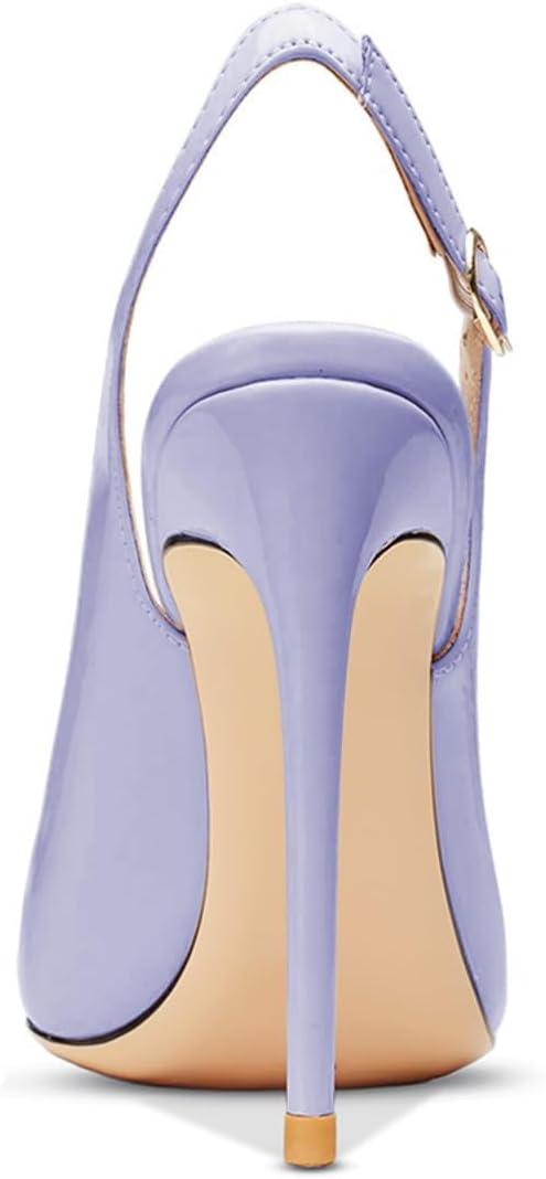 imageFSJ Women Closed Toe Pointy High Heel Pumps Sexy Slingback Heeled Sandals with Buckle Banquet Formal Event Dress Shoes Sizes 416 USPurple