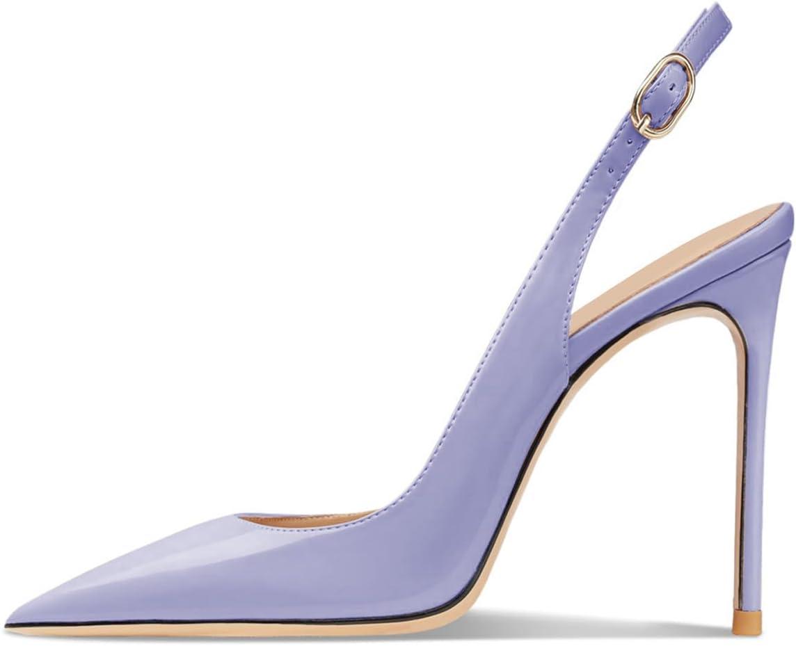 imageFSJ Women Closed Toe Pointy High Heel Pumps Sexy Slingback Heeled Sandals with Buckle Banquet Formal Event Dress Shoes Sizes 416 USPurple