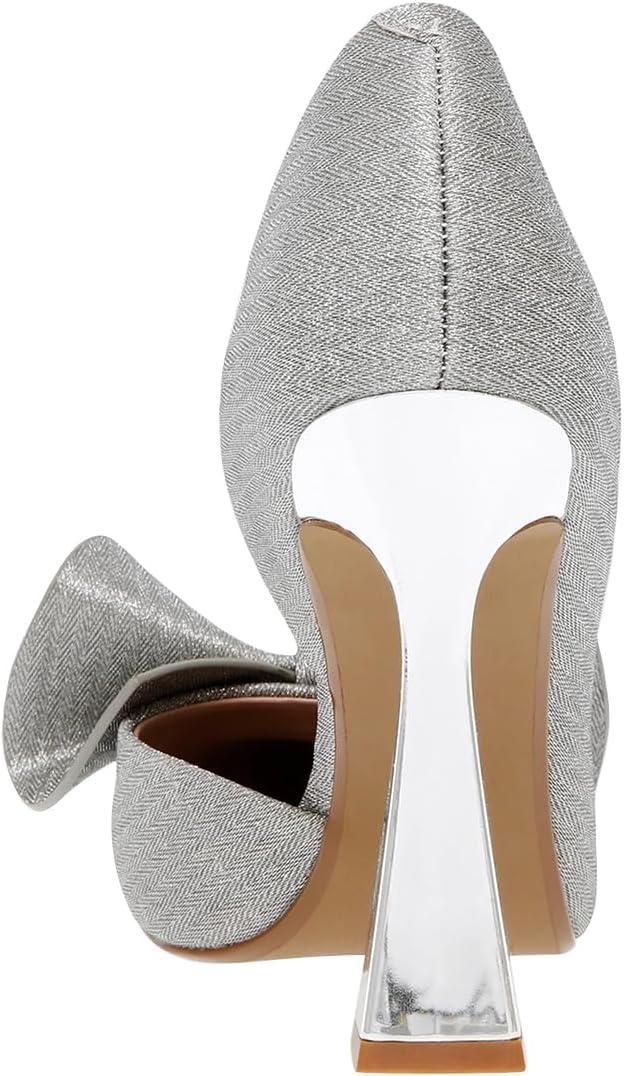 imageFSJ Women Cute Bow Closed Toe Chunky High Heels Slip On Glitter DOrsay Pumps Bridal Wedding Banquet Outfit Shoes Size 415 USGrey