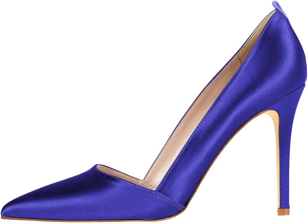 imageFSJ Women Fashion Closed Pointed Toe Pumps Stiletto High Heels Slip On Two ToneSolid Color Contrast Party Dress Office Shoes Size 415 USBlue