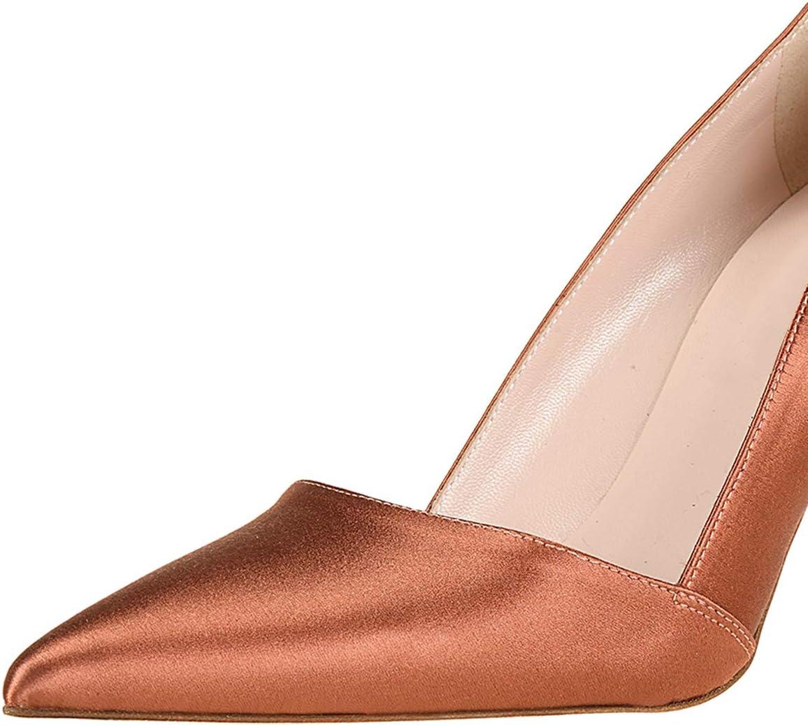 imageFSJ Women Fashion Closed Pointed Toe Pumps Stiletto High Heels Slip On Two ToneSolid Color Contrast Party Dress Office Shoes Size 415 USBrown