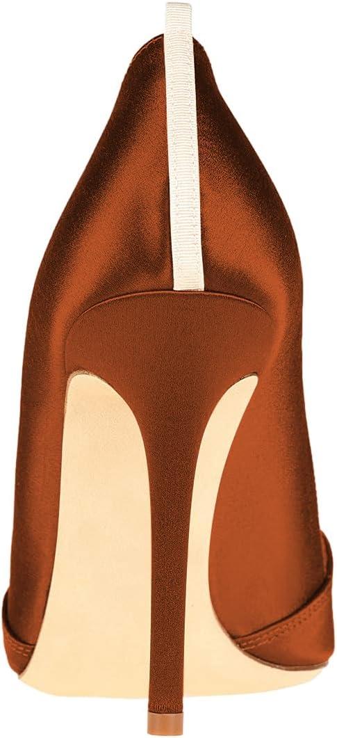 imageFSJ Women Fashion Closed Pointed Toe Pumps Stiletto High Heels Slip On Two ToneSolid Color Contrast Party Dress Office Shoes Size 415 USOrange Brown