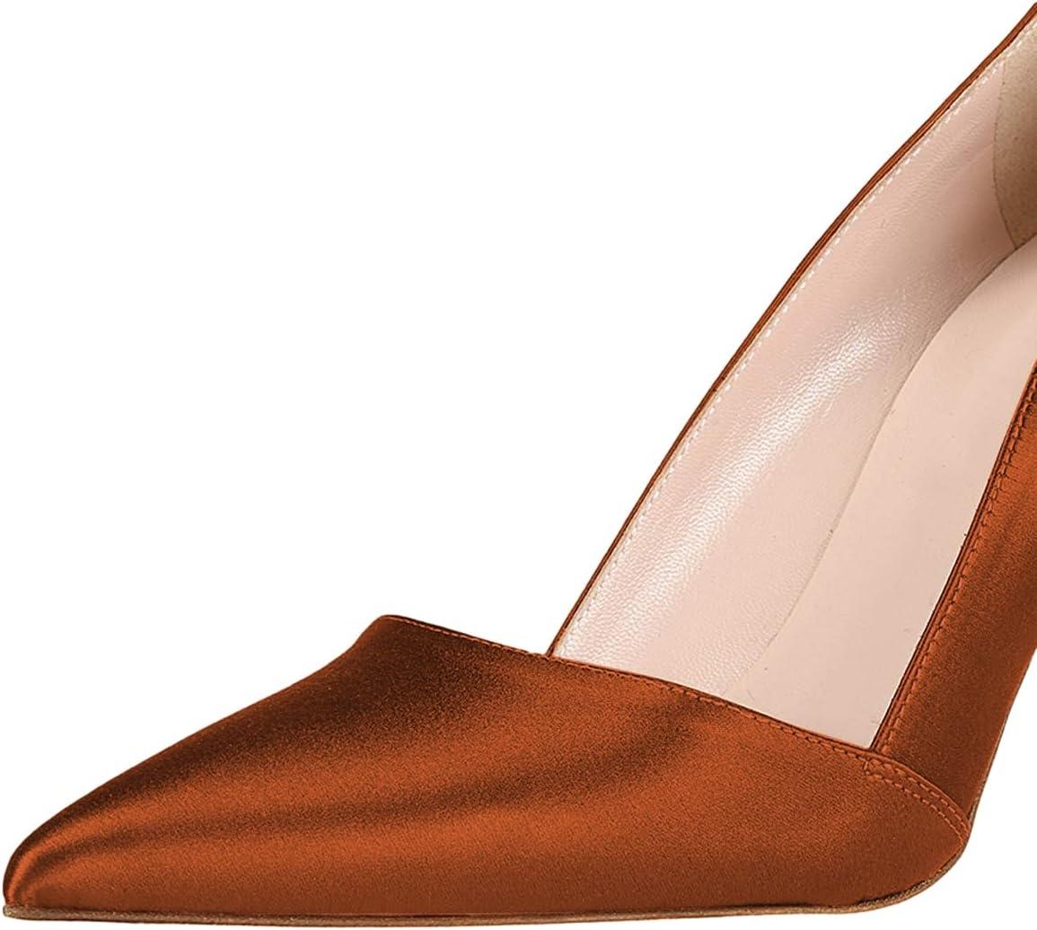 imageFSJ Women Fashion Closed Pointed Toe Pumps Stiletto High Heels Slip On Two ToneSolid Color Contrast Party Dress Office Shoes Size 415 USOrange Brown