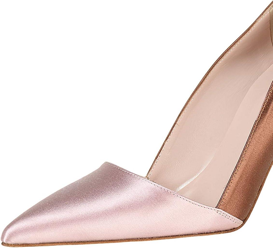 imageFSJ Women Fashion Closed Pointed Toe Pumps Stiletto High Heels Slip On Two ToneSolid Color Contrast Party Dress Office Shoes Size 415 USRosebrowncoffee