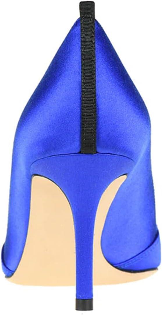 imageFSJ Women Fashion Closed Pointed Toe Pumps Stiletto High Heels Slip On Two ToneSolid Color Contrast Party Dress Office Shoes Size 415 USRoyalblue