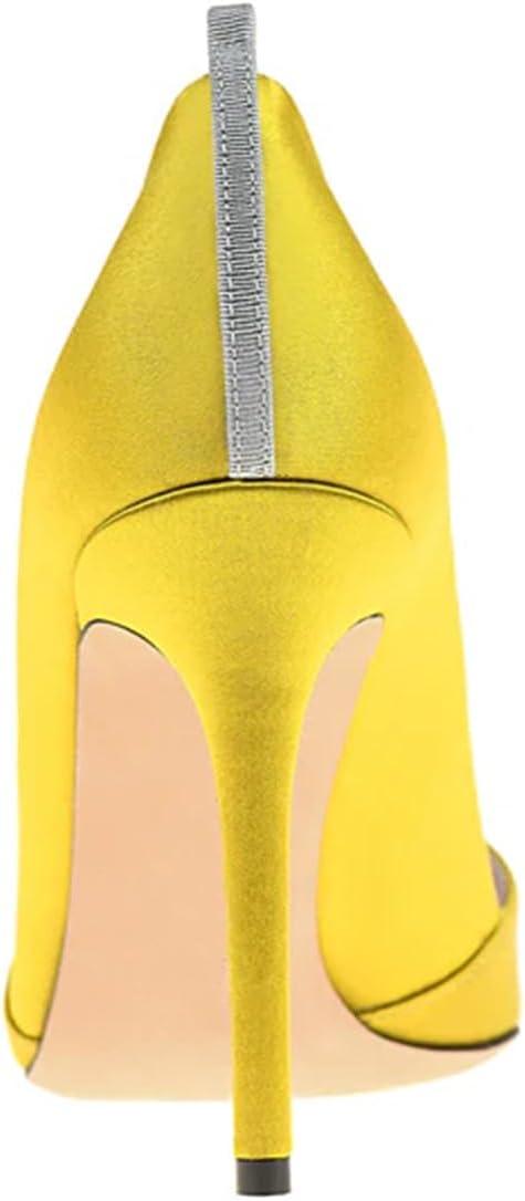 imageFSJ Women Fashion Closed Pointed Toe Pumps Stiletto High Heels Slip On Two ToneSolid Color Contrast Party Dress Office Shoes Size 415 USYellow