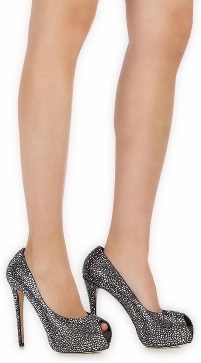 imageFSJ Women Full Rhinestone Platform Pumps Peep Toe Stiletto Sexy Slip On High Heels Party Club Wedding Prom Shoes Size 415 USBlack