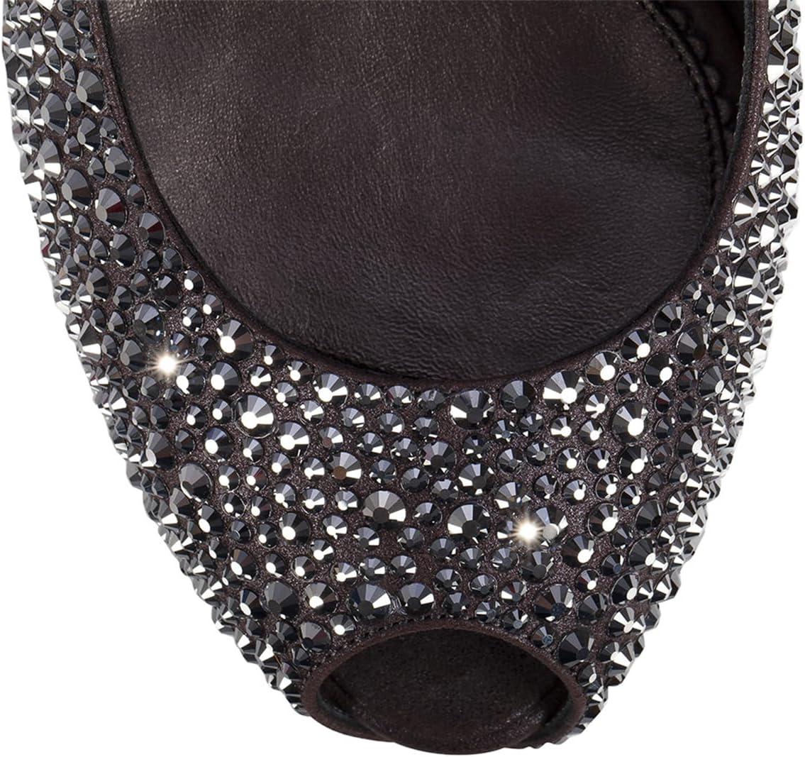 imageFSJ Women Full Rhinestone Platform Pumps Peep Toe Stiletto Sexy Slip On High Heels Party Club Wedding Prom Shoes Size 415 USBlack