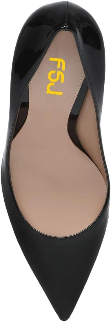 imageFSJ Women Gorgeous Pointed Toe Crystal Block Chunky High Heel Pumps Slip On Ladies Wedding Evening Shoes Size 416 USBlack