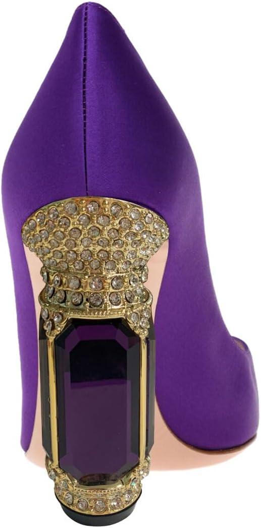 imageFSJ Women Gorgeous Pointed Toe Crystal Block Chunky High Heel Pumps Slip On Ladies Wedding Evening Shoes Size 416 USIndigosatin