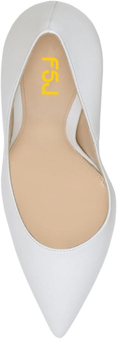 imageFSJ Women Gorgeous Pointed Toe Crystal Block Chunky High Heel Pumps Slip On Ladies Wedding Evening Shoes Size 416 USWhite