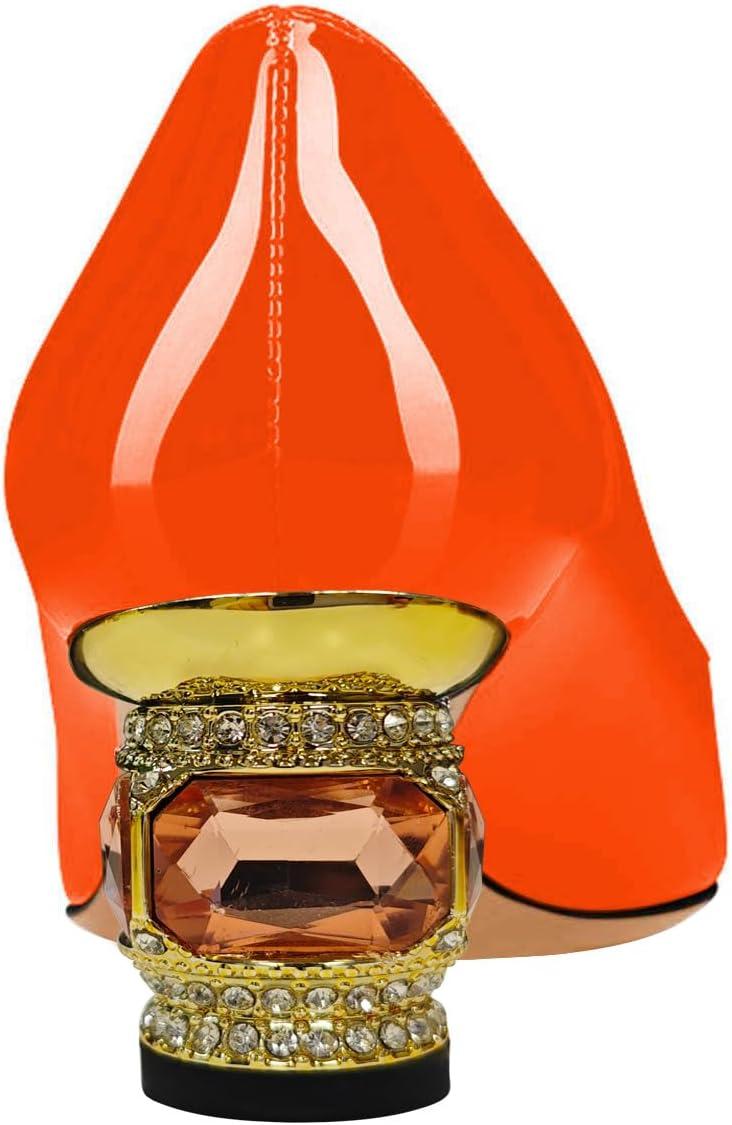 imageFSJ Women Pointed Toe Crystal Pump Rhinestone Bow Block Low Heel Slip On Comfy Date Shoes Size 416 USOrange
