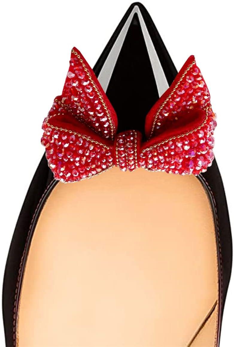 imageFSJ Women Pointed Toe Crystal Pump Rhinestone Bow Block Low Heel Slip On Comfy Date Shoes Size 416 USRed Gradient