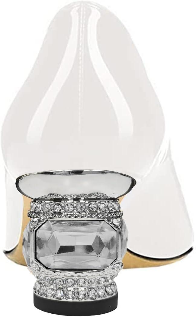 imageFSJ Women Pointed Toe Crystal Pump Rhinestone Bow Block Low Heel Slip On Comfy Date Shoes Size 416 USWhite