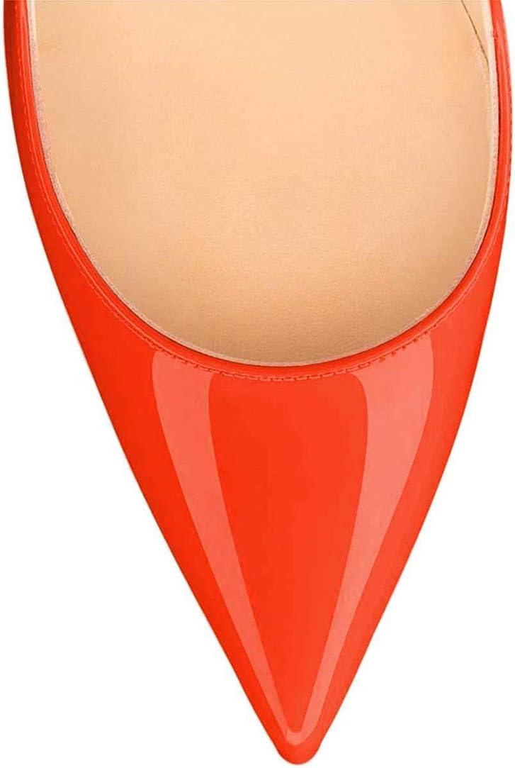 imageFSJ Women Pointed Toe Wedges High Heel Pumps Sexy Slip On Formal Closed Toe Wedding Party Evening Dress Shoes Size 416 USOrange