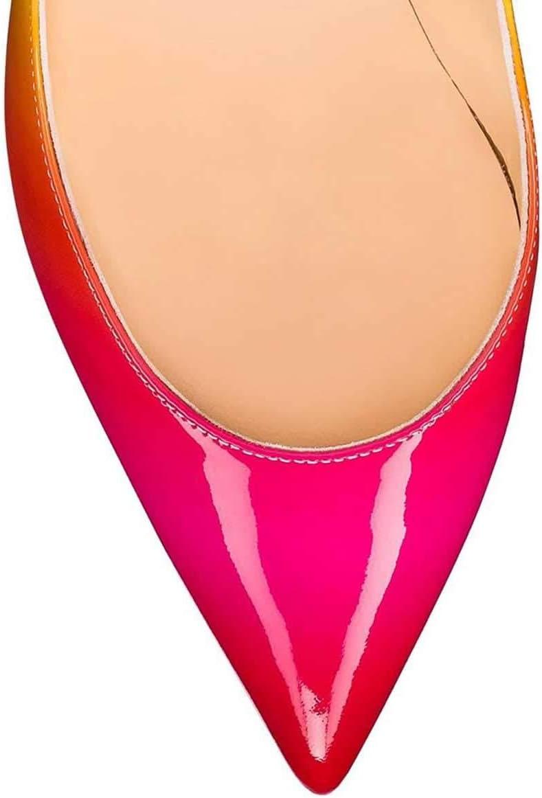 imageFSJ Women Pointed Toe Wedges High Heel Pumps Sexy Slip On Formal Closed Toe Wedding Party Evening Dress Shoes Size 416 USRainbow