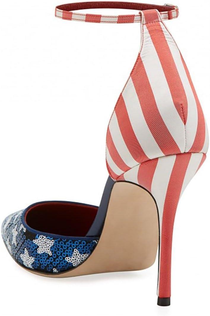 imageFSJ Women Stiletto High Heels DOrsay Pumps Pointed Closed Point Toe Ankle Strap Office Dress Shoes Size 415 M USFlag