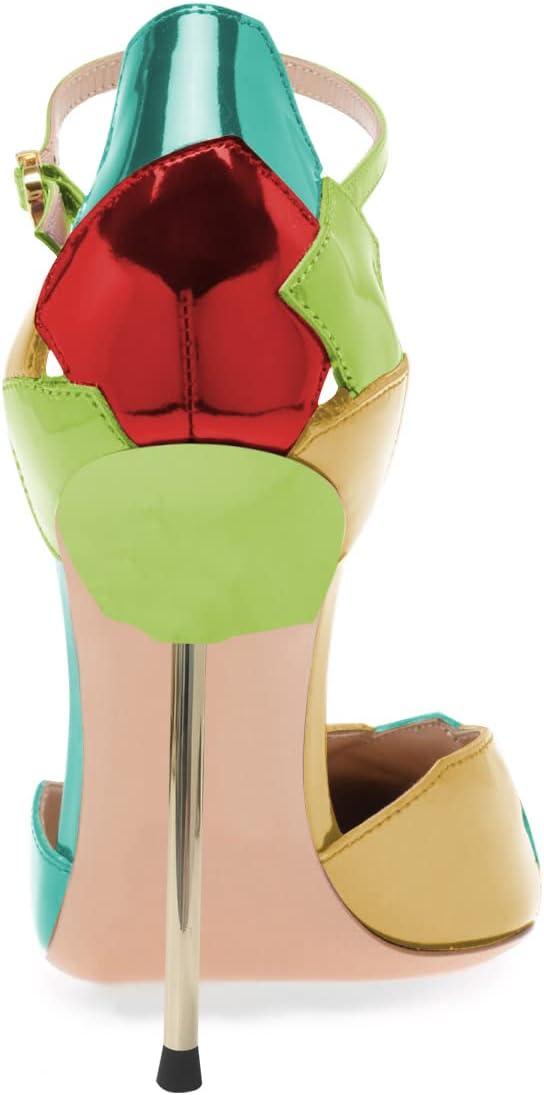 imageFSJ Women Stiletto High Heels DOrsay Pumps Pointed Closed Point Toe Ankle Strap Office Dress Shoes Size 415 M USMulticolor Green