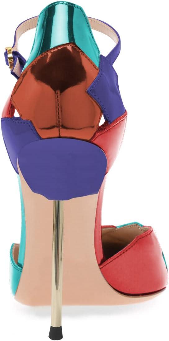 imageFSJ Women Stiletto High Heels DOrsay Pumps Pointed Closed Point Toe Ankle Strap Office Dress Shoes Size 415 M USMulticolor Purple