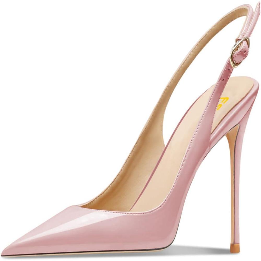 imageFSJ Women Closed Toe Pointy High Heel Pumps Sexy Slingback Heeled Sandals with Buckle Banquet Formal Event Dress Shoes Sizes 416 USPink