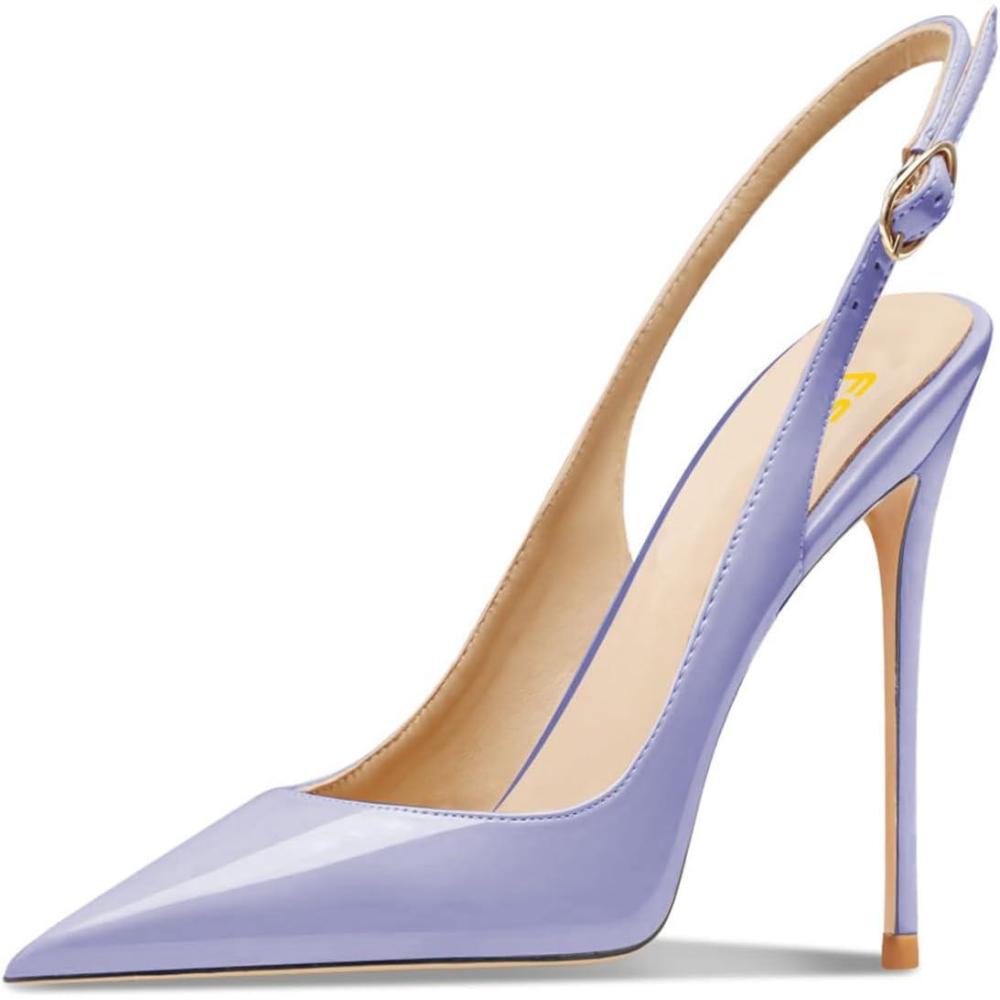 imageFSJ Women Closed Toe Pointy High Heel Pumps Sexy Slingback Heeled Sandals with Buckle Banquet Formal Event Dress Shoes Sizes 416 USPurple