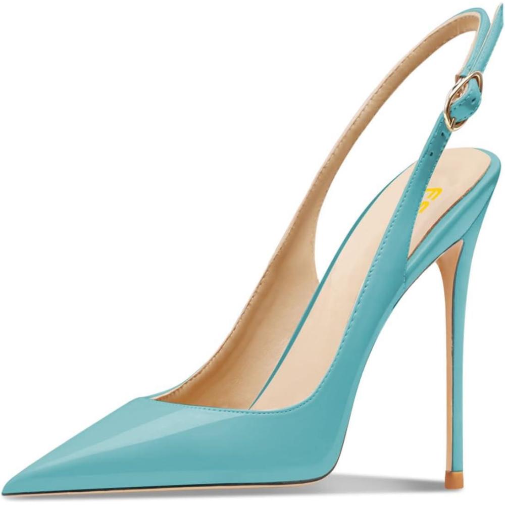 imageFSJ Women Closed Toe Pointy High Heel Pumps Sexy Slingback Heeled Sandals with Buckle Banquet Formal Event Dress Shoes Sizes 416 USTurquoise