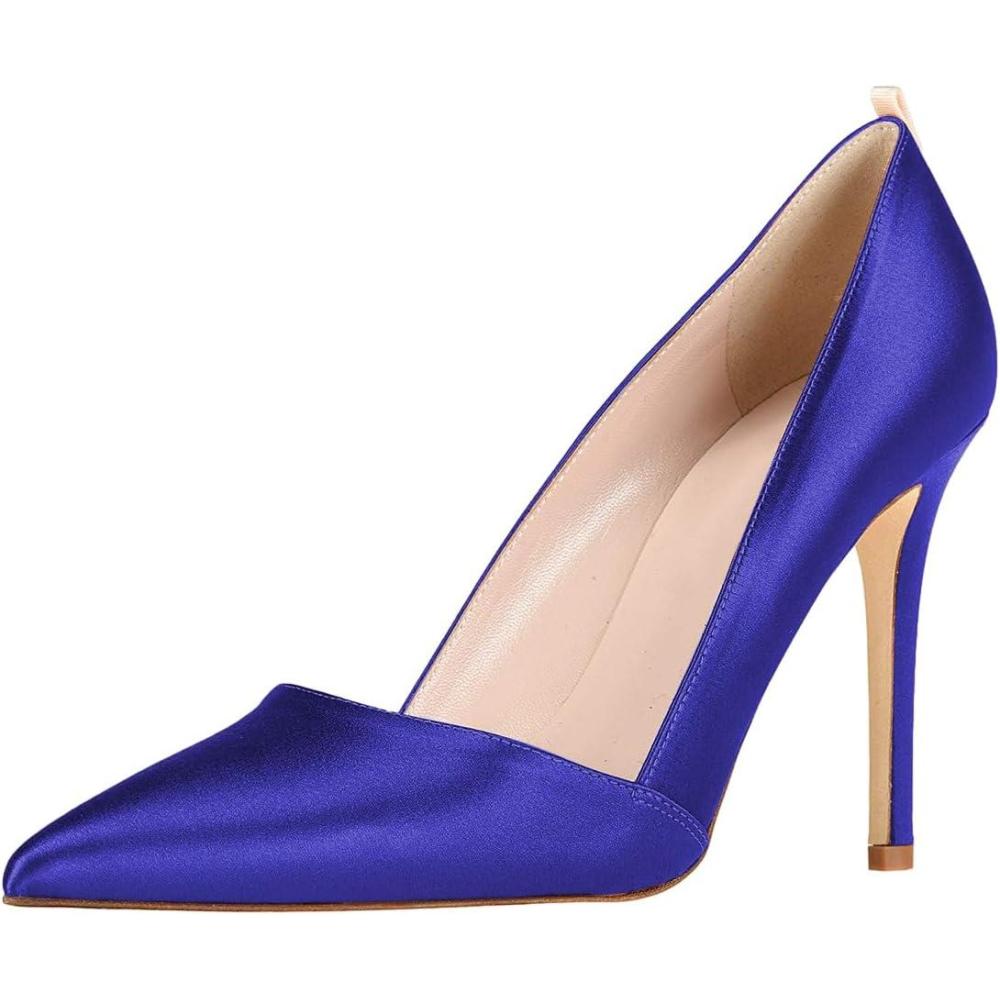 imageFSJ Women Fashion Closed Pointed Toe Pumps Stiletto High Heels Slip On Two ToneSolid Color Contrast Party Dress Office Shoes Size 415 USBlue