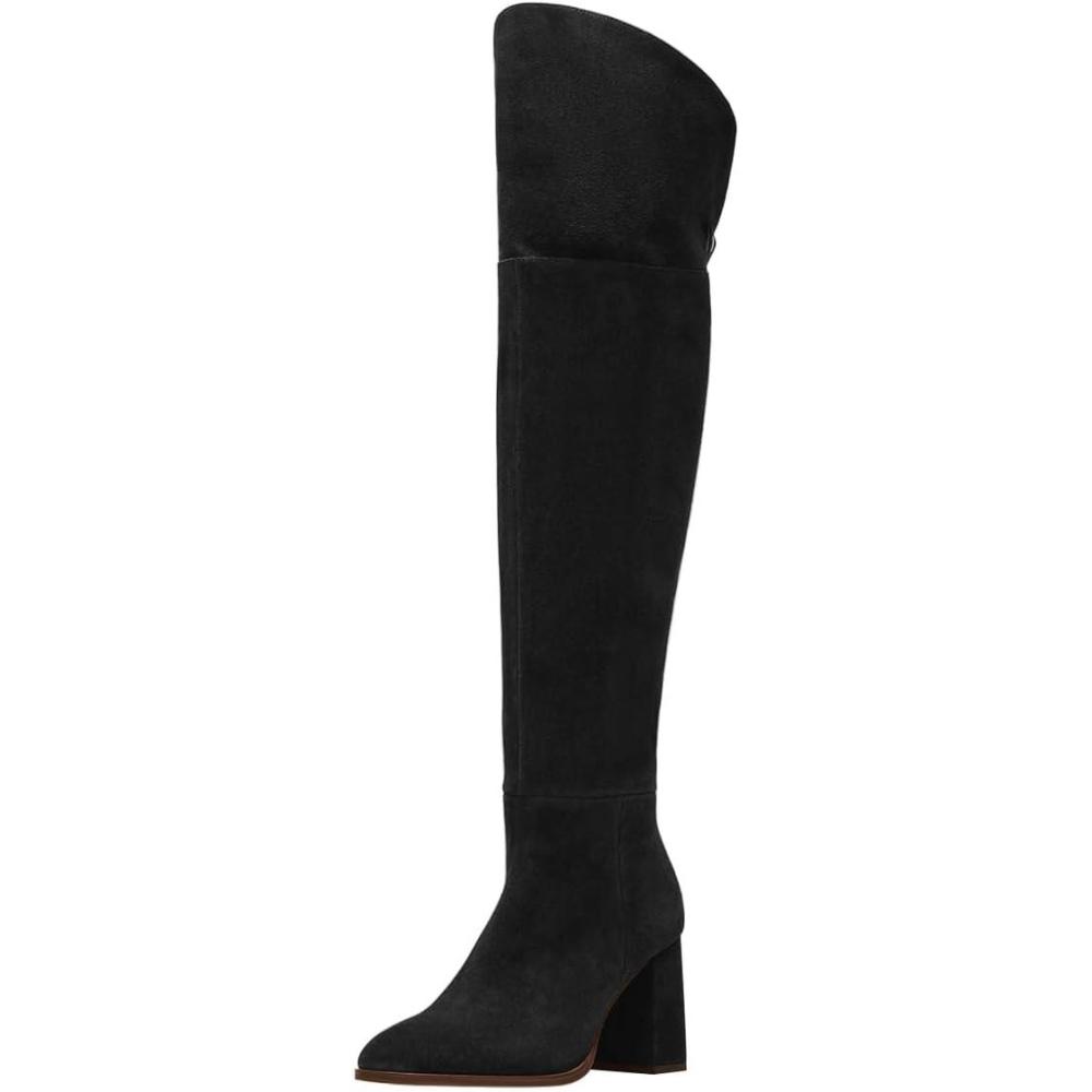 imageFSJ Women OverTheKnee Boots Round Toe Thigh High Chunky Heel Suede Pullon Long Stretch Sexy Winter Shoes Size 416 USBlack