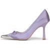 imageFSJ Women Chic Bow Pumps Cap Toe Stiletto Slip On Sexy Color Matching Pointed Toe High Heels Fashion Dress Shoes Size 416 USPurple