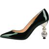 imageFSJ Women Classic Pearls Heel Pumps Pointed Toe Slip On High Heel 9cm Glossy Leather Ladies Office Party Pump Shoes Size 416 USGreen