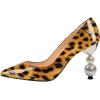 imageFSJ Women Classic Pearls Heel Pumps Pointed Toe Slip On High Heel 9cm Glossy Leather Ladies Office Party Pump Shoes Size 416 USLeopard